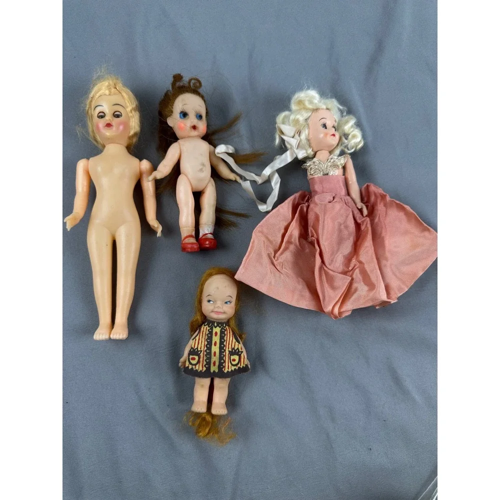 Vintage Doll Lot of 4 Mixed Size Dolls‎ TLC/Repair Display Crafts